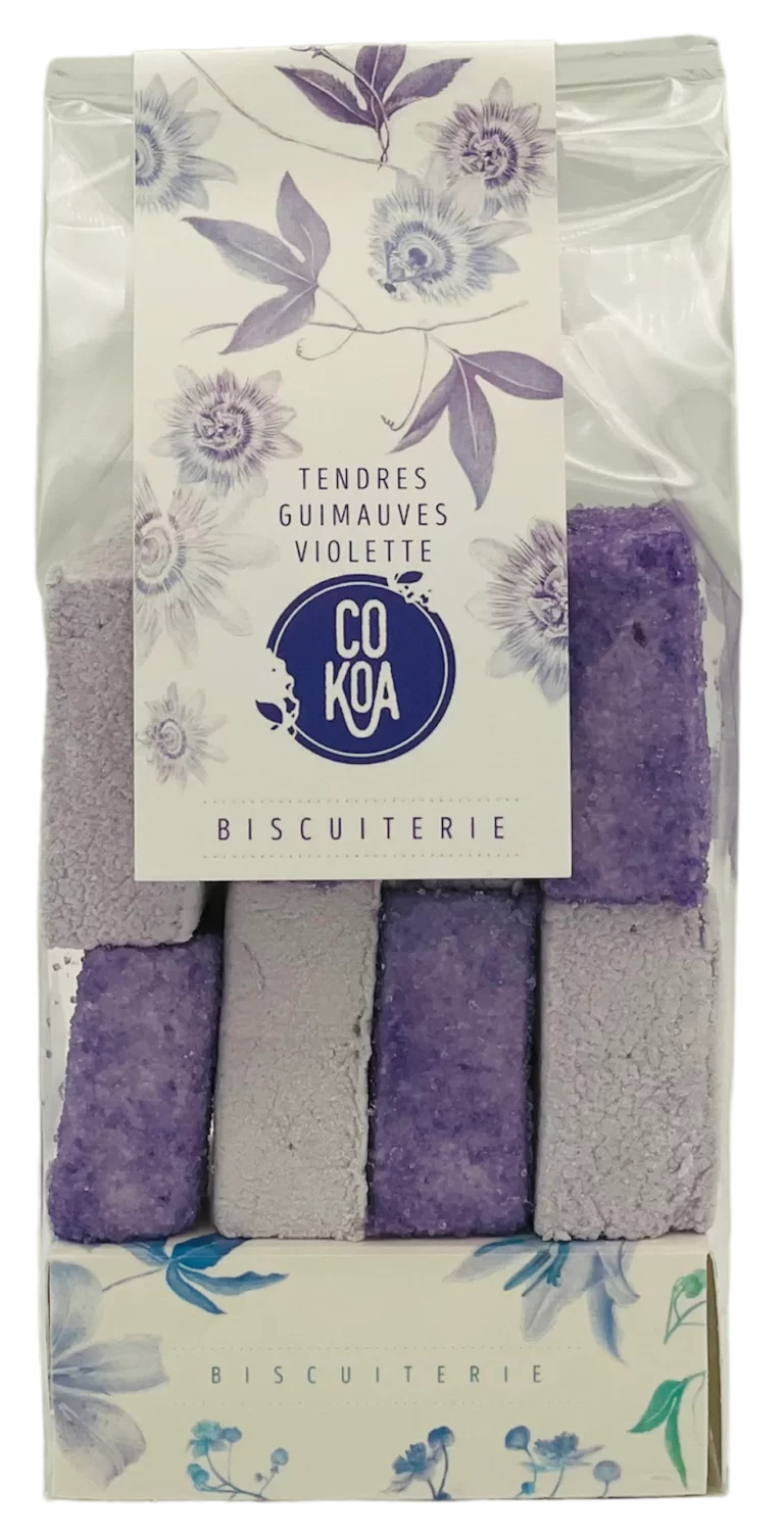 Guimauves violette de la patisserie Cocoa