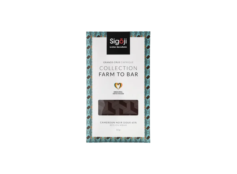 tablette de chocolat noir 65% produite par la chocolaterie Sigoji