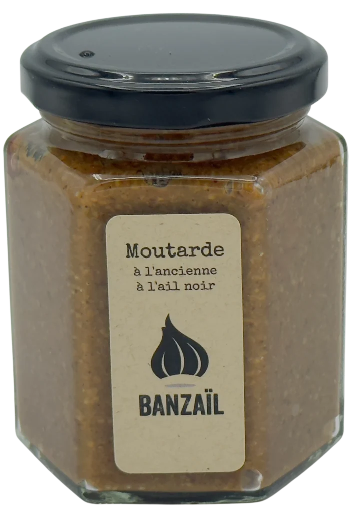 Moutarde à l'ancienne à l'ail noir de Banzail