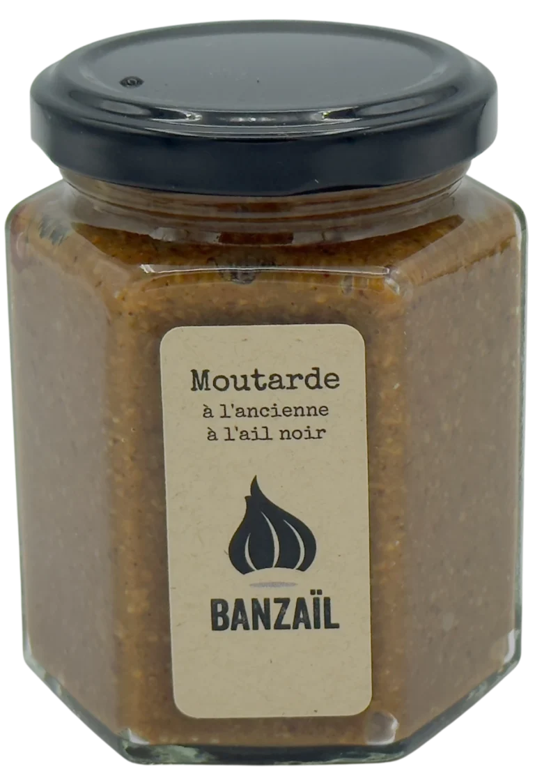 Moutarde à l'ancienne à l'ail noir de Banzail