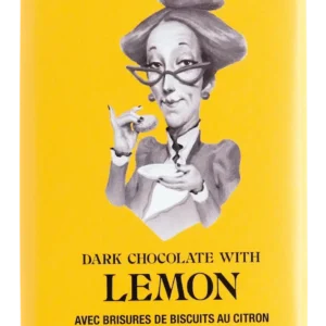Tablette de chocolat noir et brisure de sablé au citron.